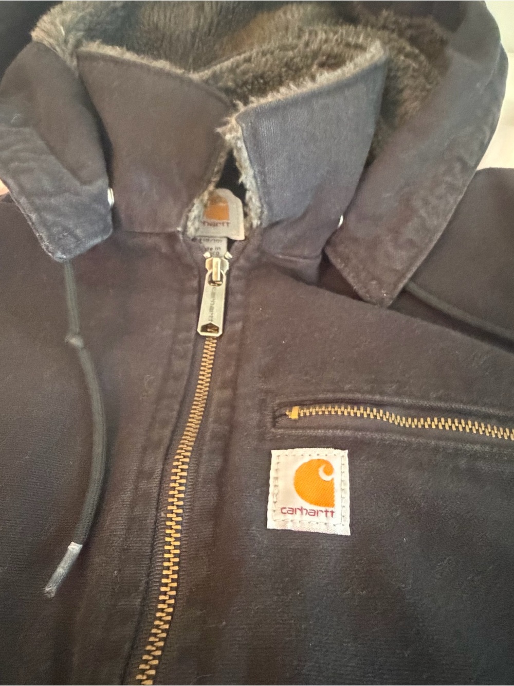 Carhartt Women’s M Black Sherpa  Zippered Outdoor Bomber Utility Coat w/Hood